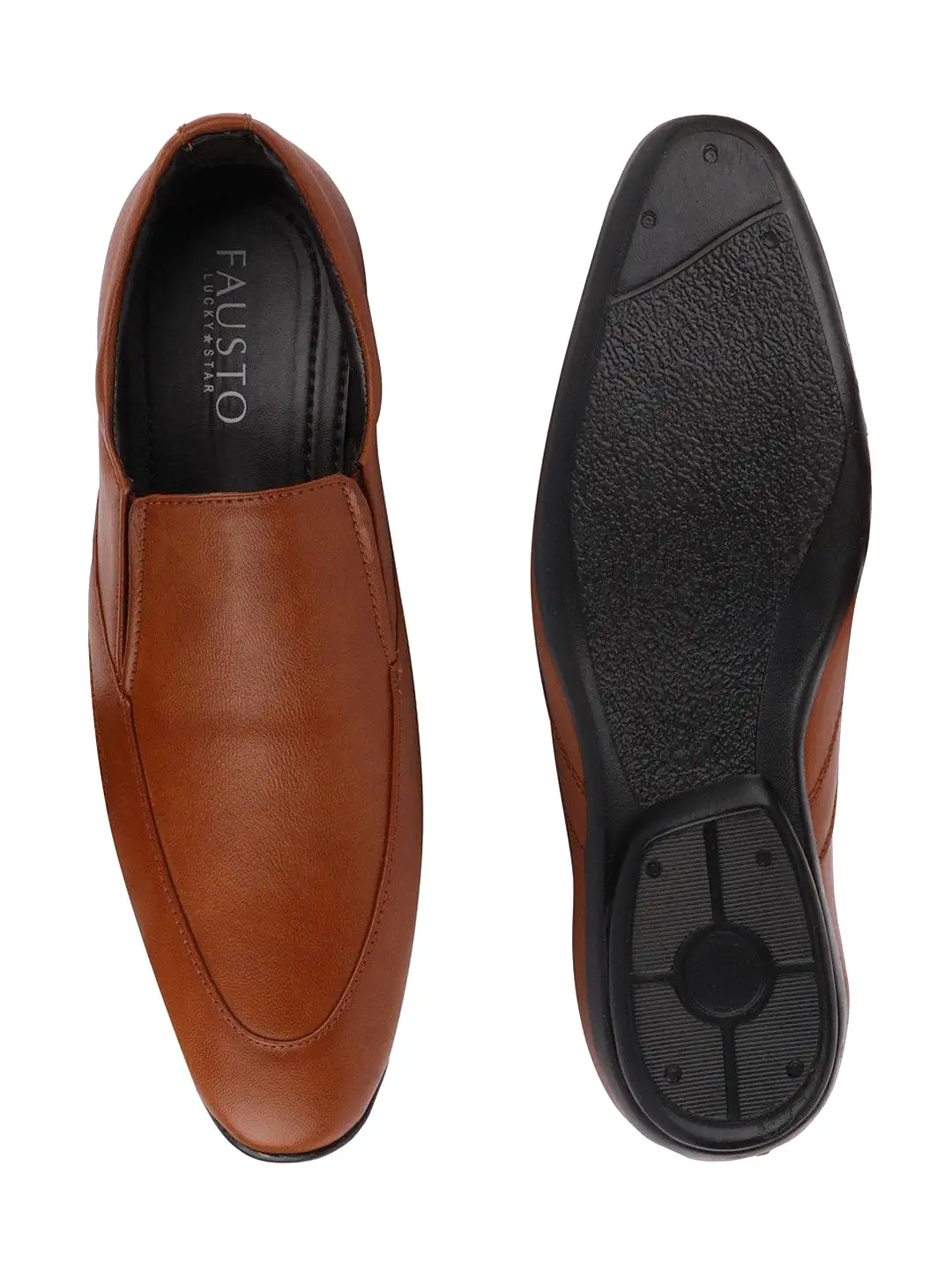 Men Tan Formal Slip-On Shoes