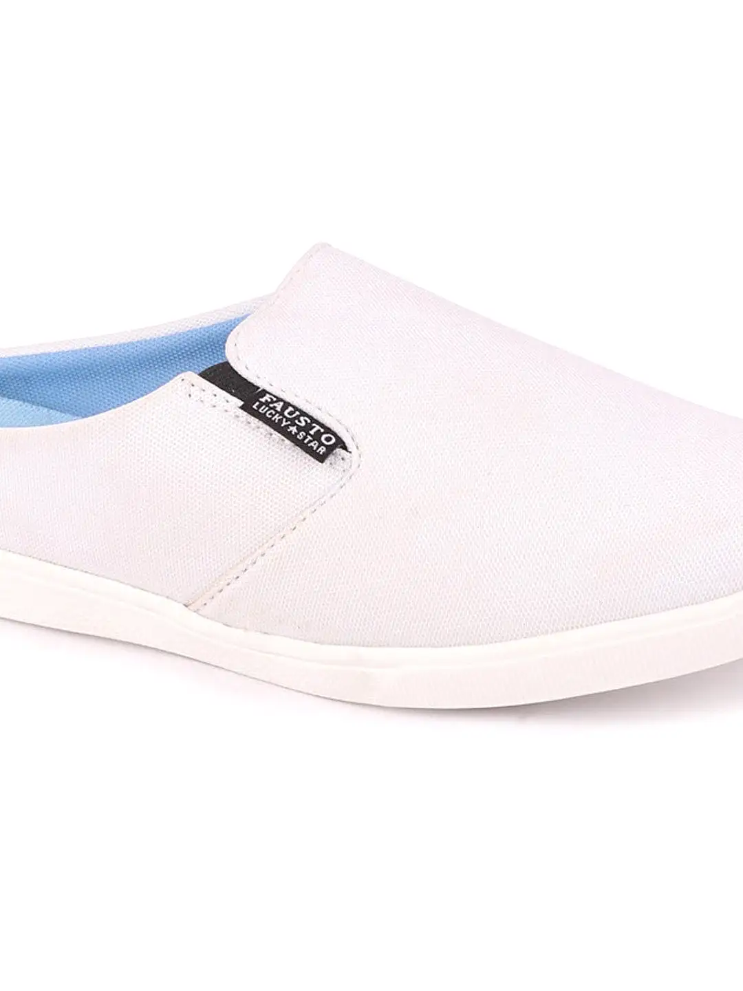 Men White Casual Canvas Slip-On Shoes