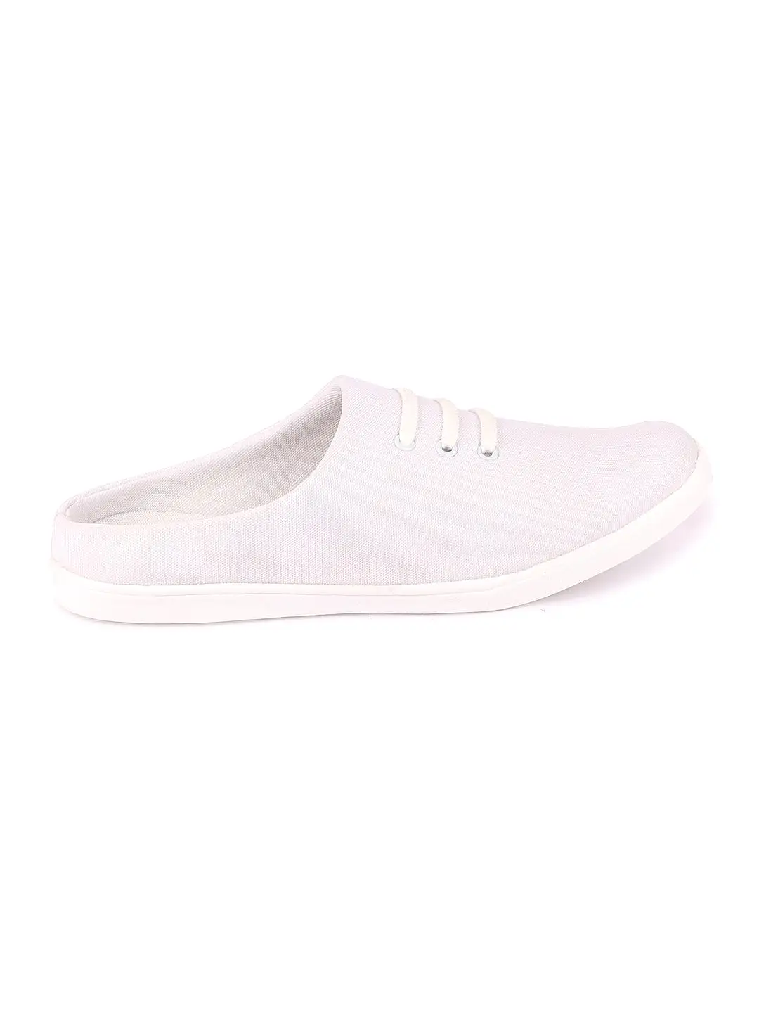 Men White Casual Canvas Slip-On Shoes