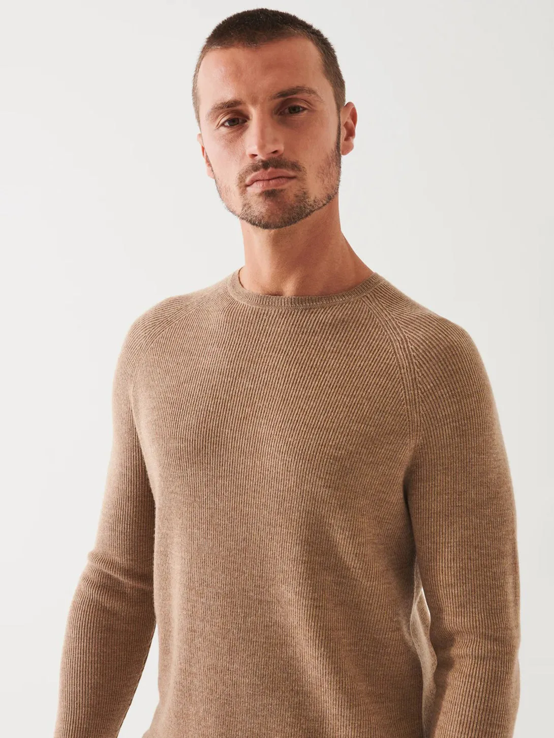 Merino Wool Ribbed Crewneck Sweater - Barn Owl