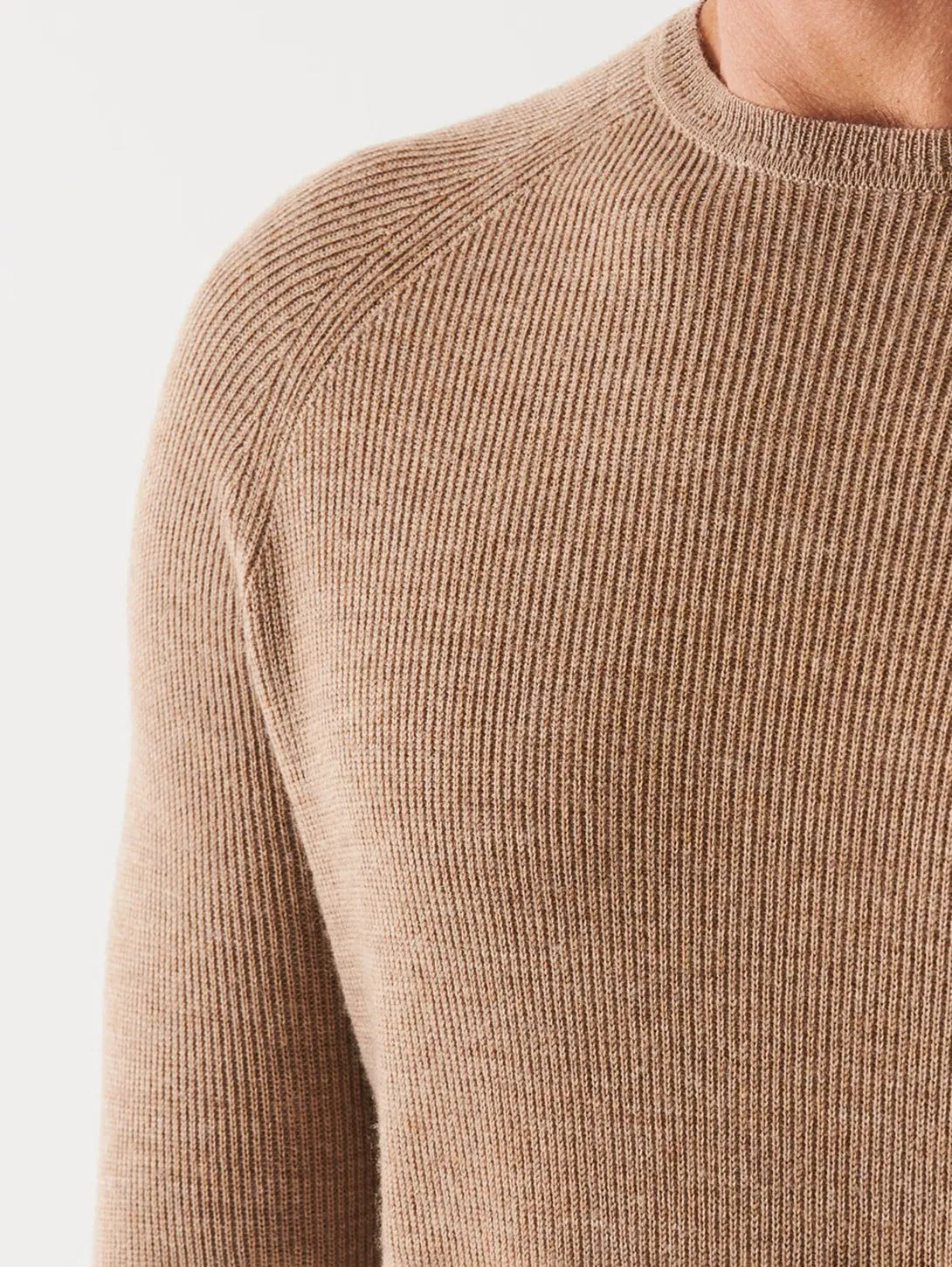 Merino Wool Ribbed Crewneck Sweater - Barn Owl