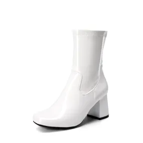 Mid Calf Square-Toe Gogo Boots