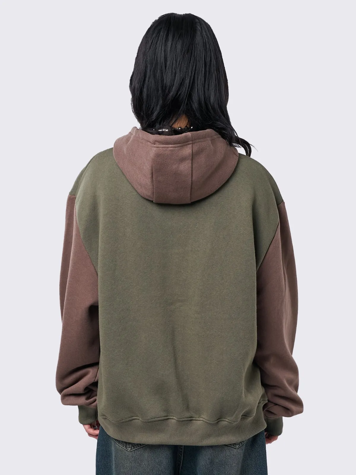 Minga Star Khaki Brown Zip Up Hoodie