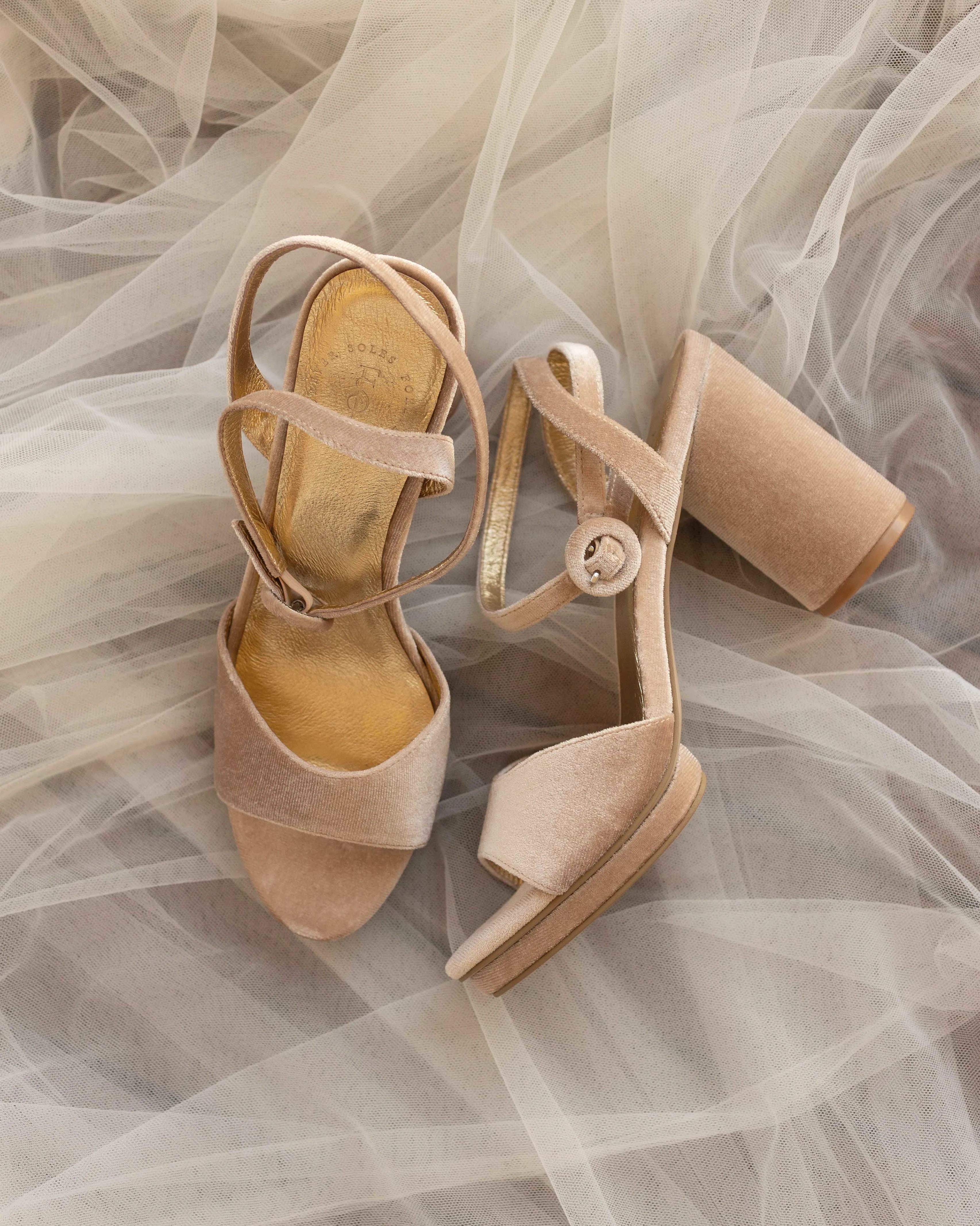 MOONDANCE - NUDE VELVET WEDDING PLATFORM HEEL - FINAL SALE