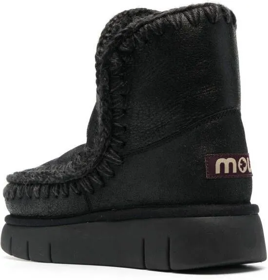 Mou chunky leather boots Black