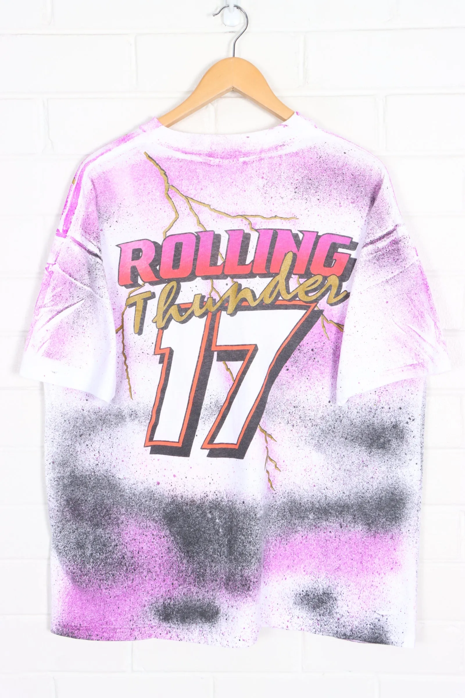 NASCAR Darrell Waltrip #17 Rolling Thunder All Over Single Stitch T-Shirt (XL)