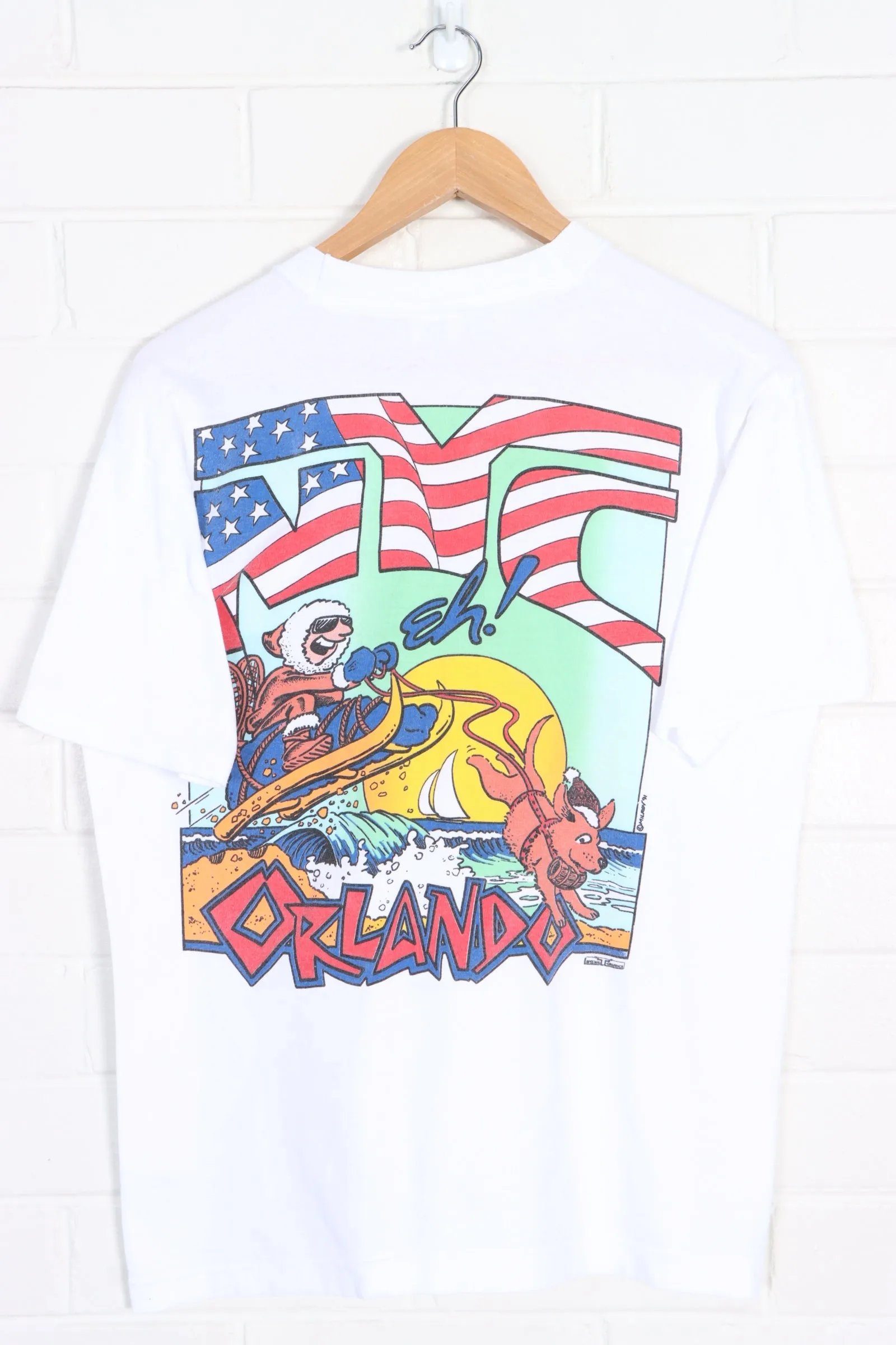 NYC Orlando 1991 Canadian Eh! Single Stitch Front Back T-Shirt Canada Made (M)