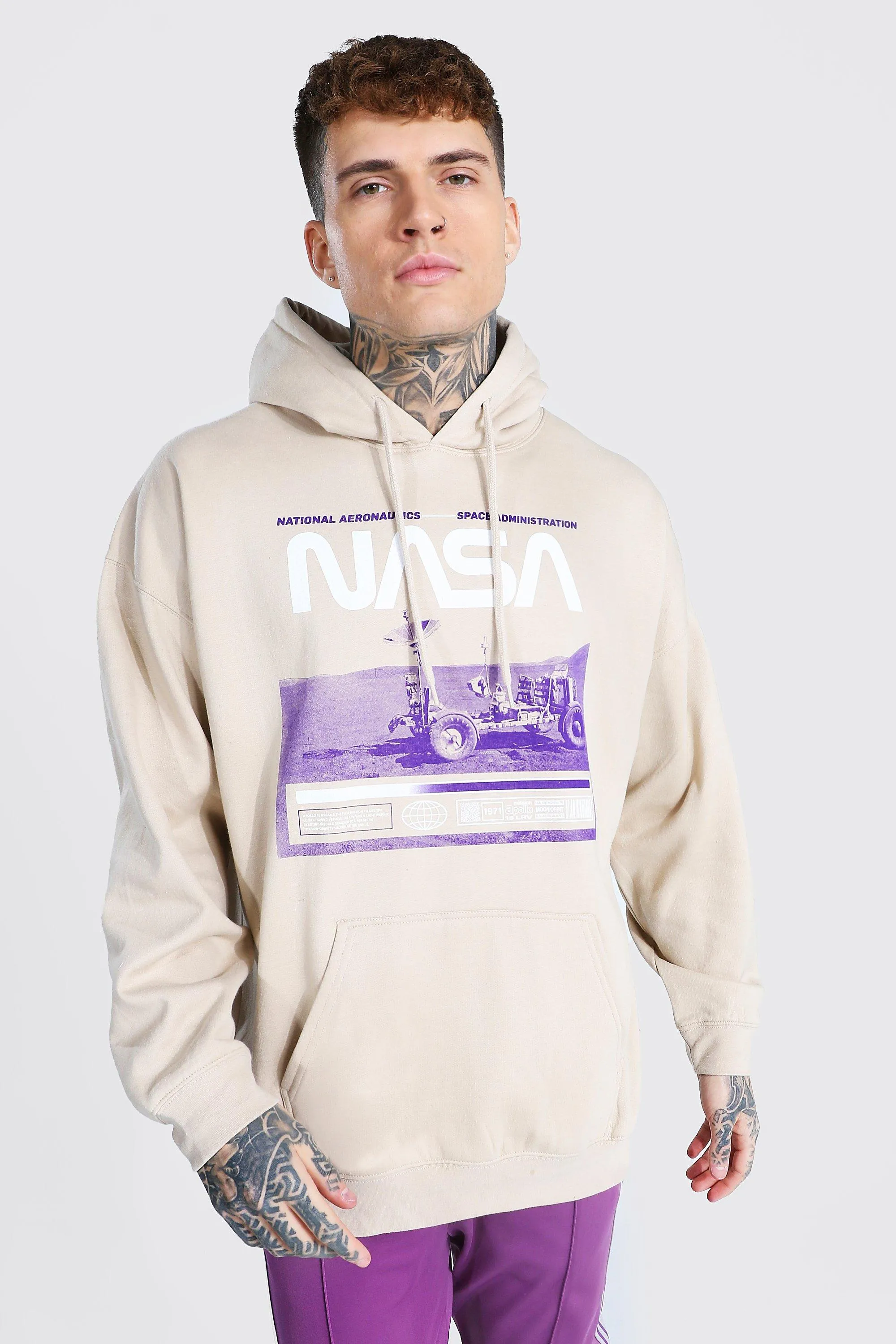 Oversized Nasa License Hoodie | boohooMAN UK