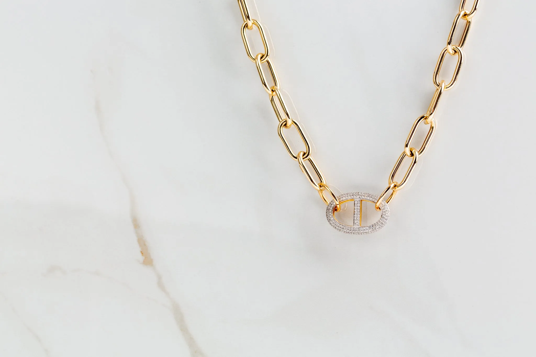 Paperclip Anchor Chain | Gold Diamond