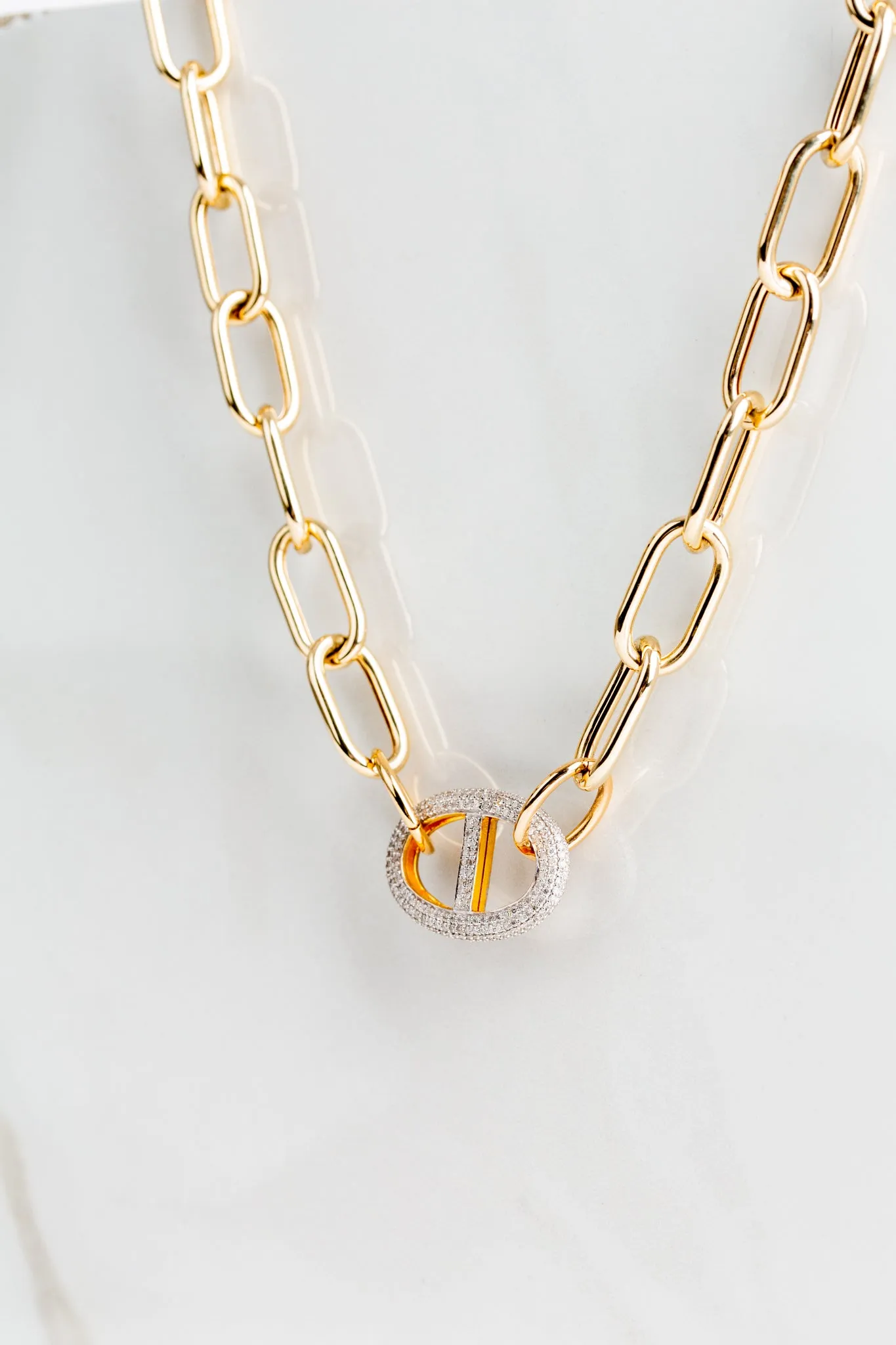 Paperclip Anchor Chain | Gold Diamond