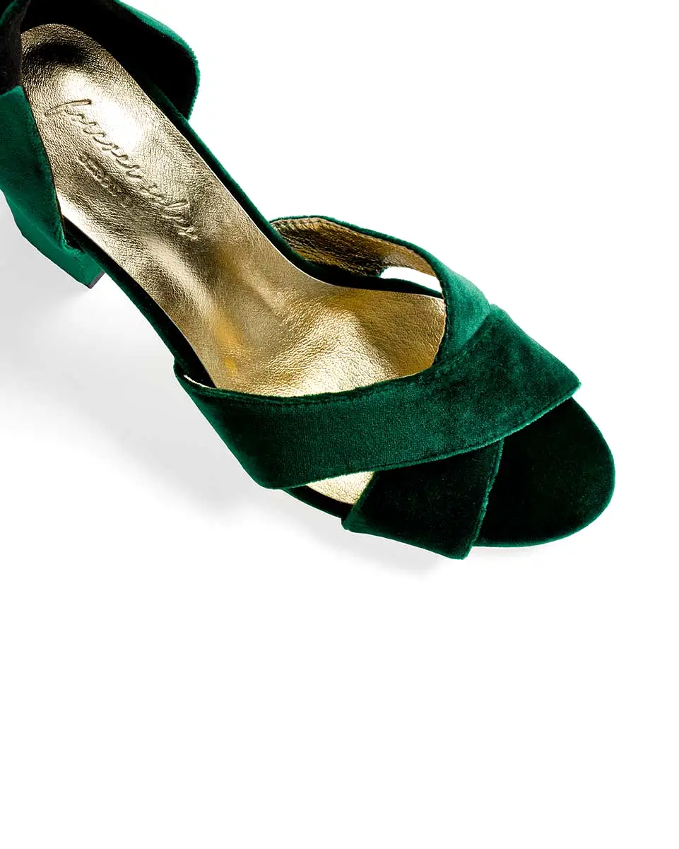 PASSION - EMERALD GREEN WEDDING SHOES TALL BLOCK HEEL