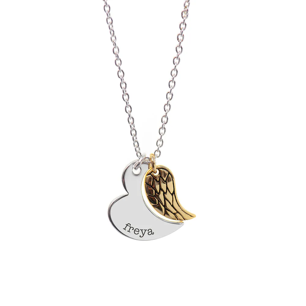 Personalised Heart and Wing Necklace