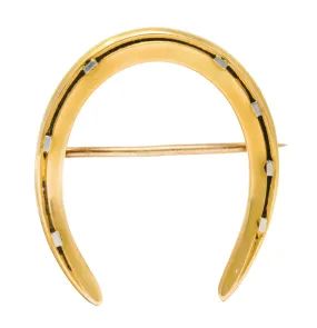 Riker Brothers Platinum-Topped 14 Karat Gold Horseshoe Brooch