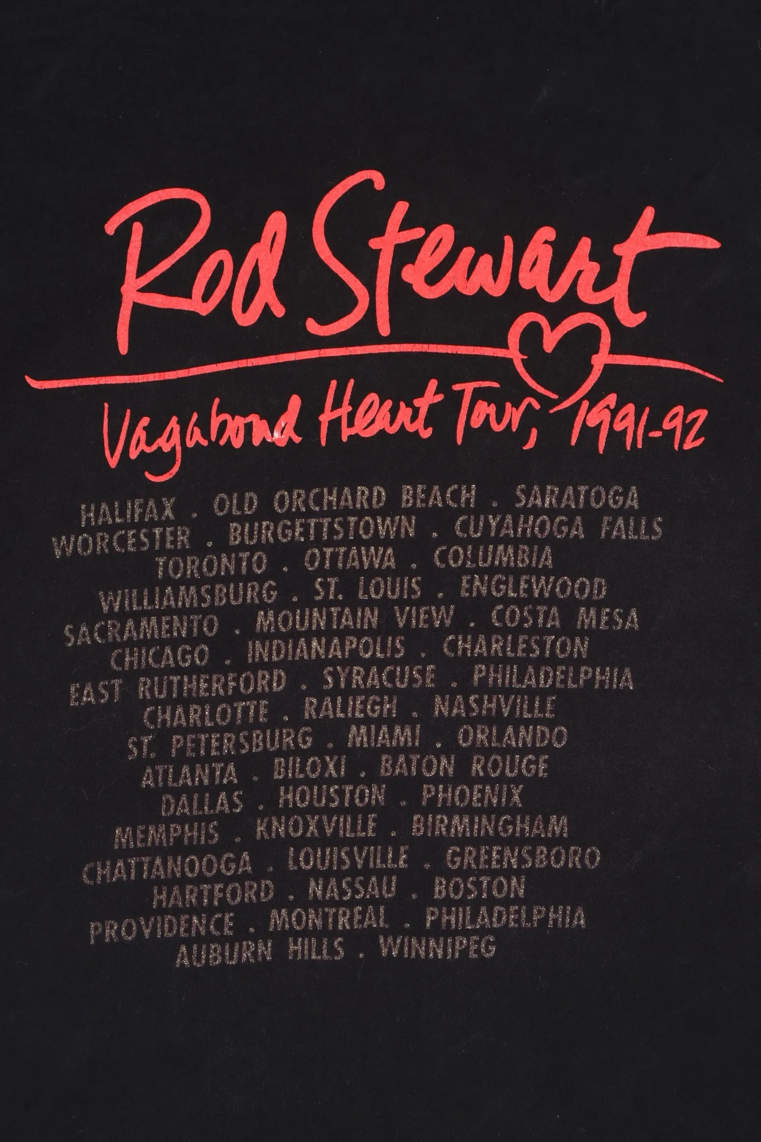 Rod Stewart 1991 1992 Vagabond Heart Tour Single Stitch T-Shirt (L)