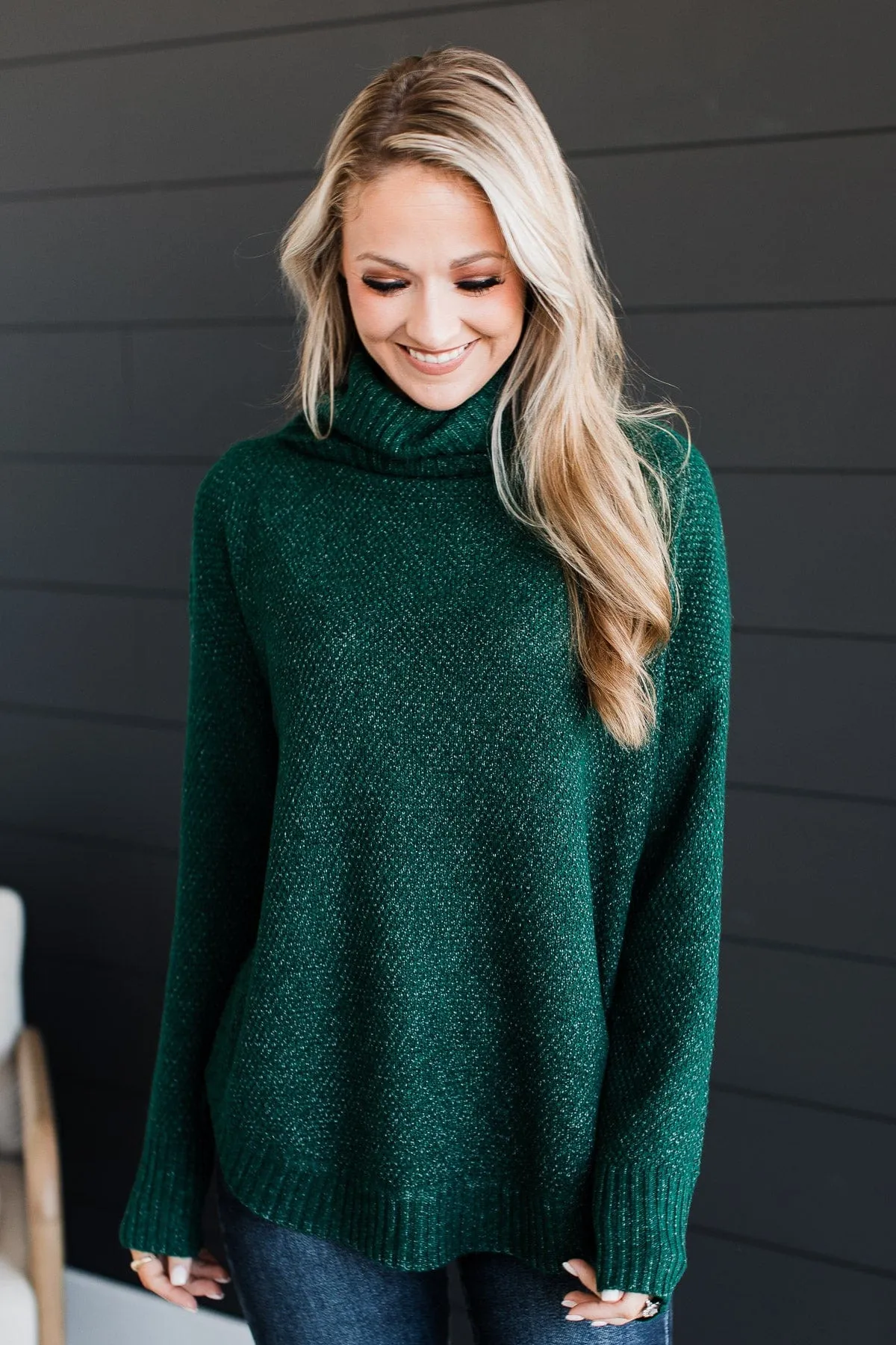 Romance Awaits Turtle Neck Sweater- Forest Green