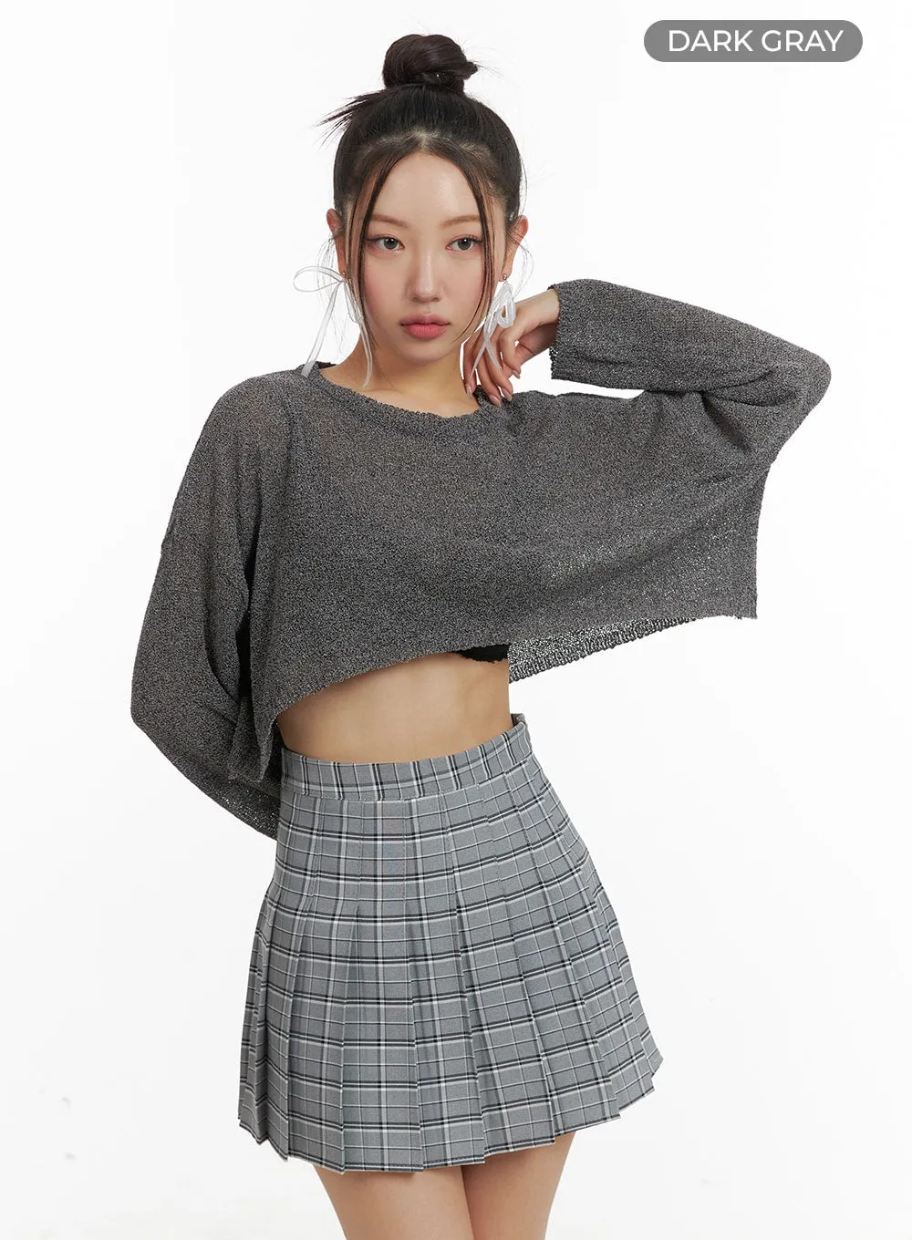 Round Neck Cropped Hollow Out Sweater OA402