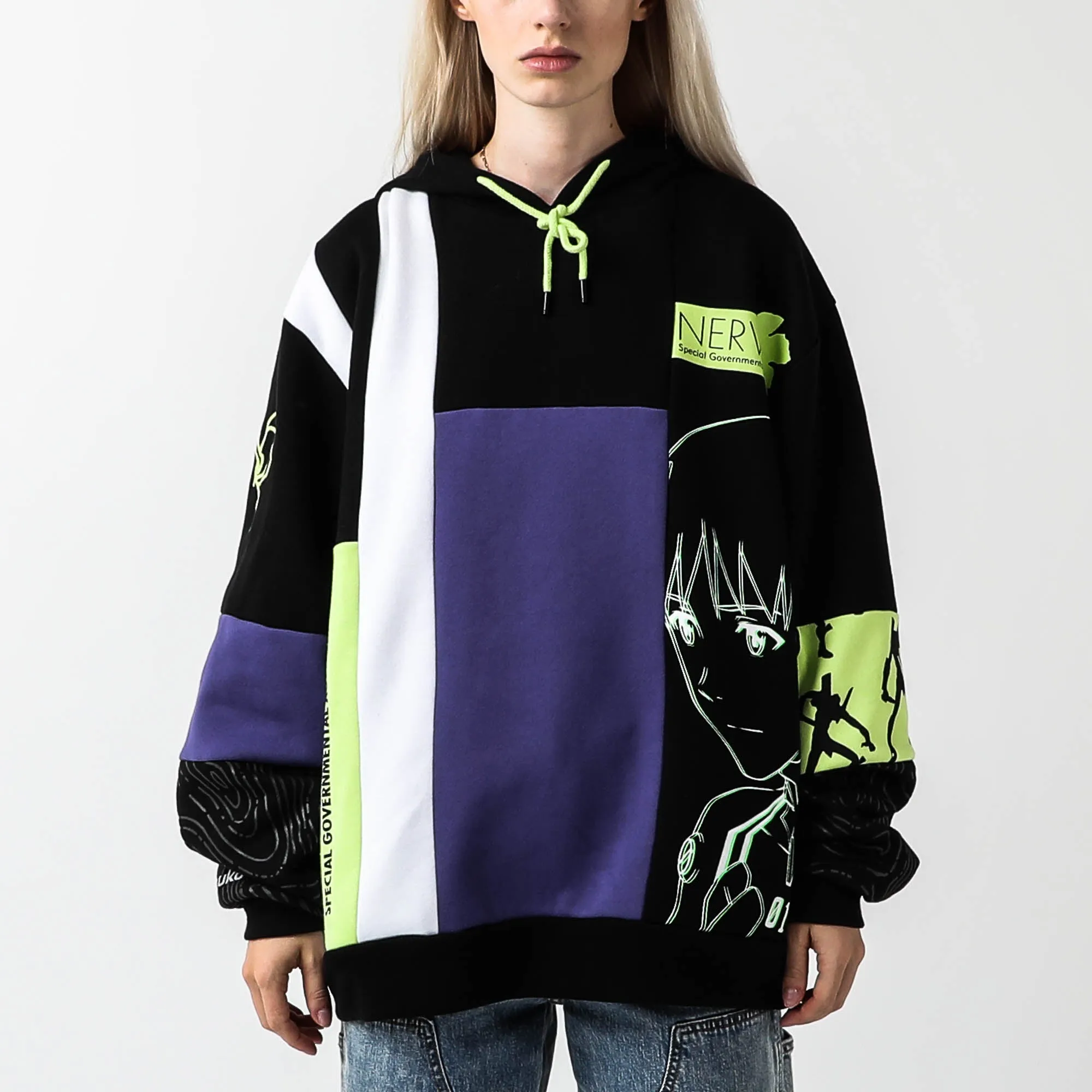 Shinji and Eva Unit-01 Patchwork Hoodie