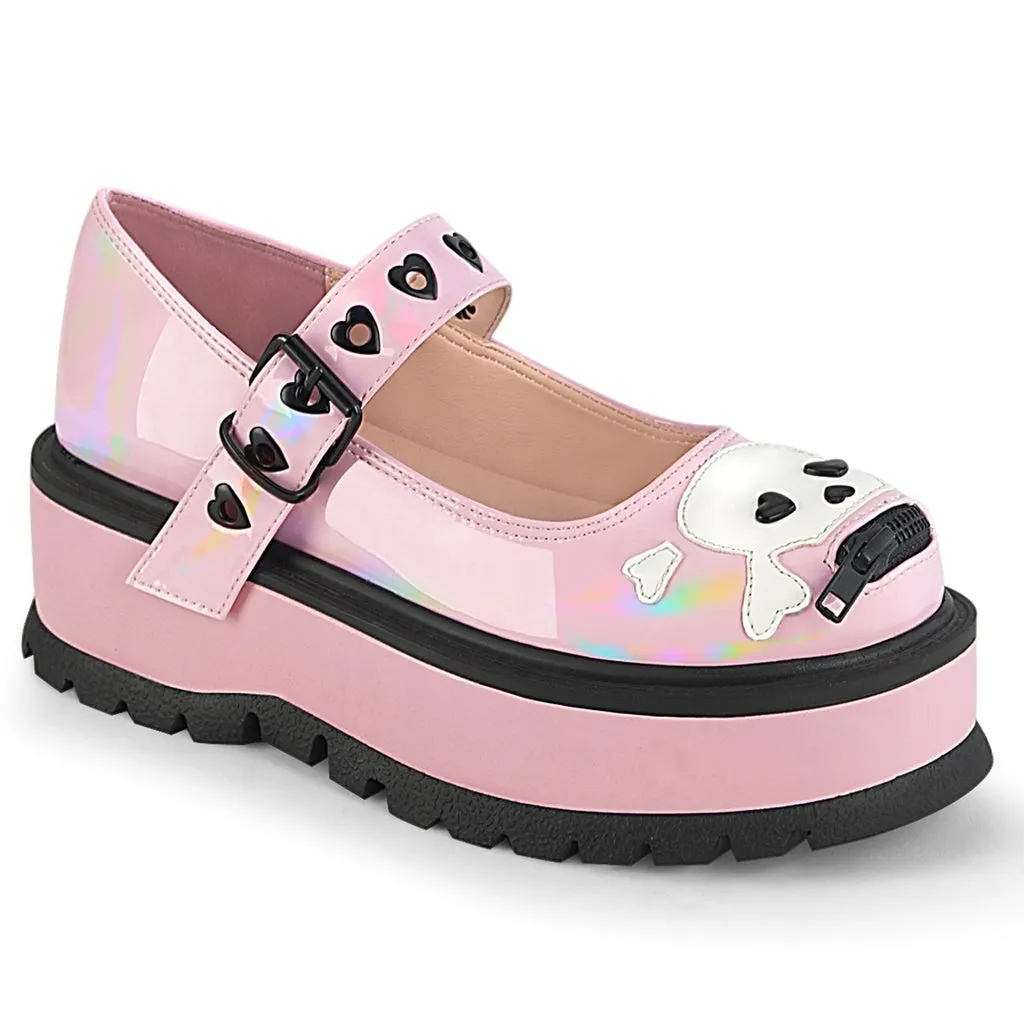 Slacker-27 Pink Skull Maryjane Platform