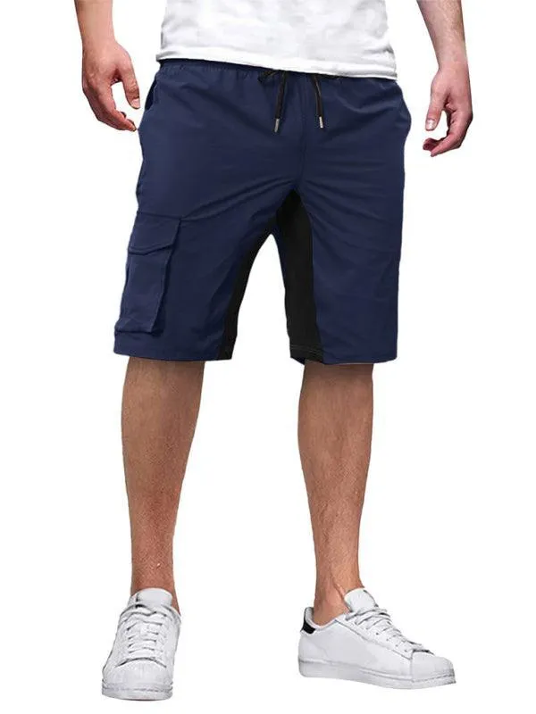 Solid Drawstring Men Cargo Shorts