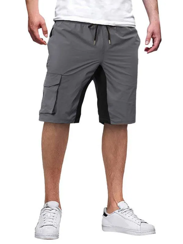 Solid Drawstring Men Cargo Shorts