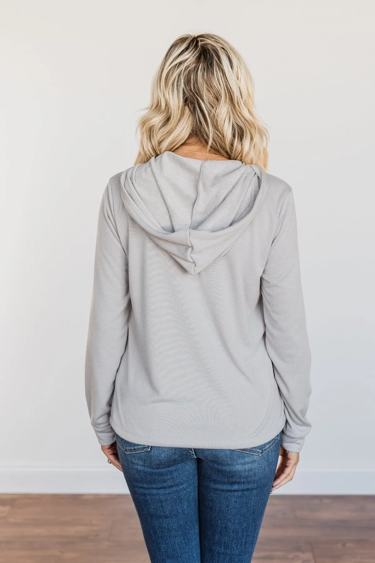 Spice It Up V-Neck Hoodie- Grey