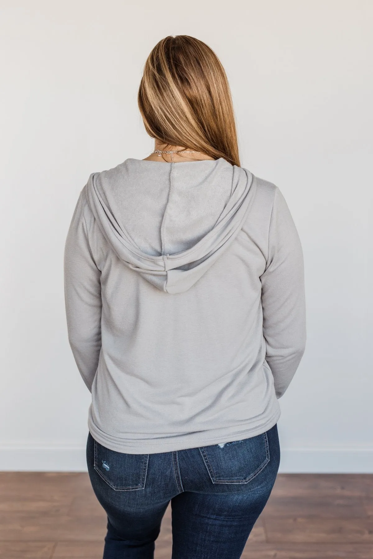 Spice It Up V-Neck Hoodie- Grey