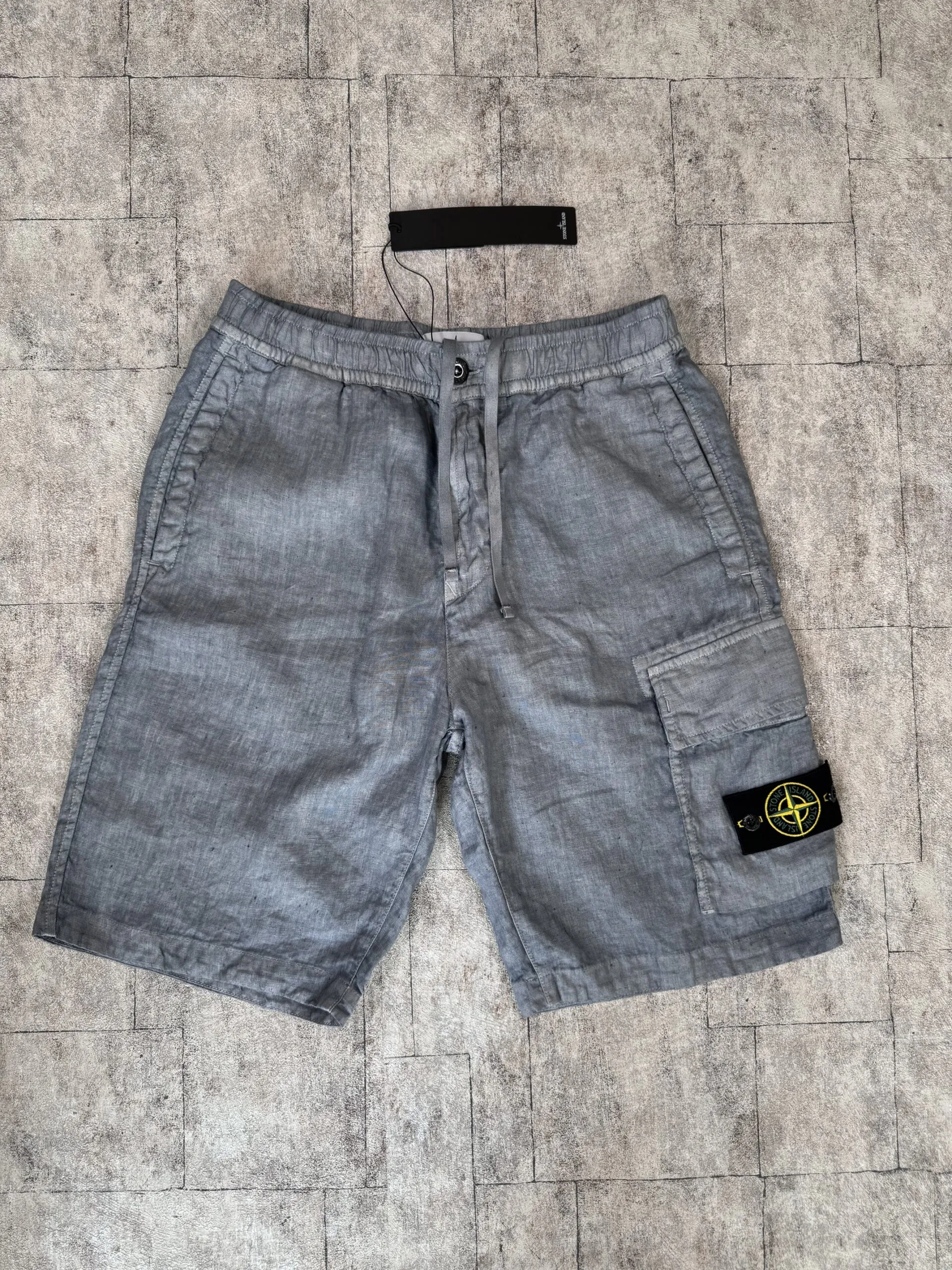 STONE ISLAND LINEN CARGO SHORTS