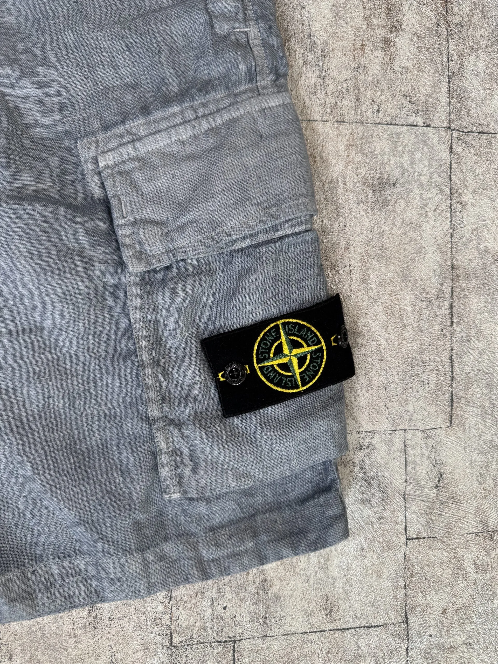 STONE ISLAND LINEN CARGO SHORTS