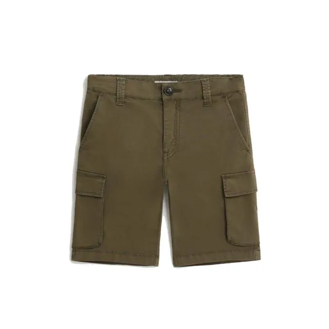 STRETCH CARGO BERMUDA SHORTS Boy Army Olive