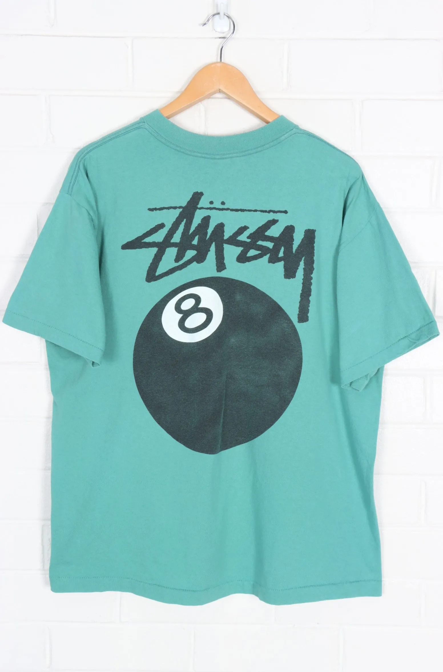 STUSSY Mint 8-Ball Front & Back Single Stitch Tee (XL)