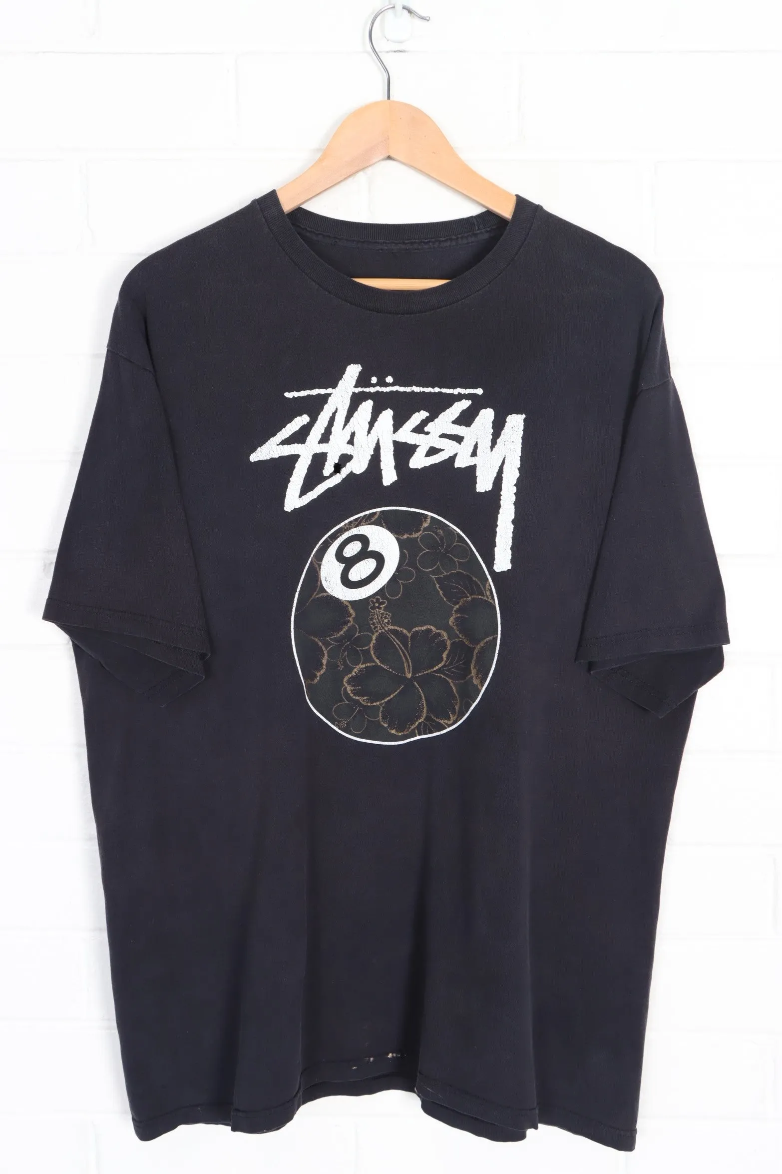 STUSSY Tropical Eight 8 Ball Black T-Shirt (XL)