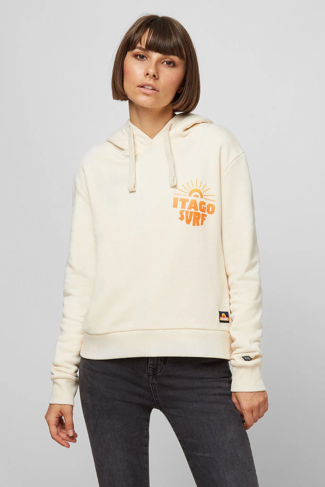 Superdry Cali Surf Crop Hoodie in Buttercream