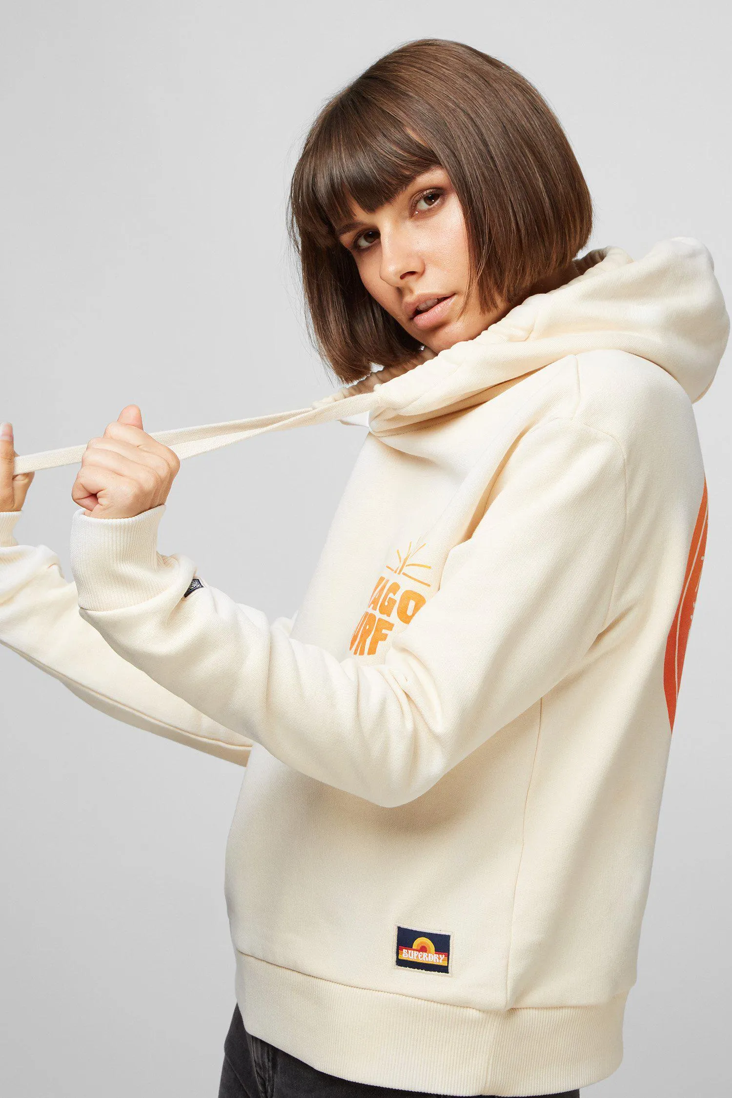 Superdry Cali Surf Crop Hoodie in Buttercream