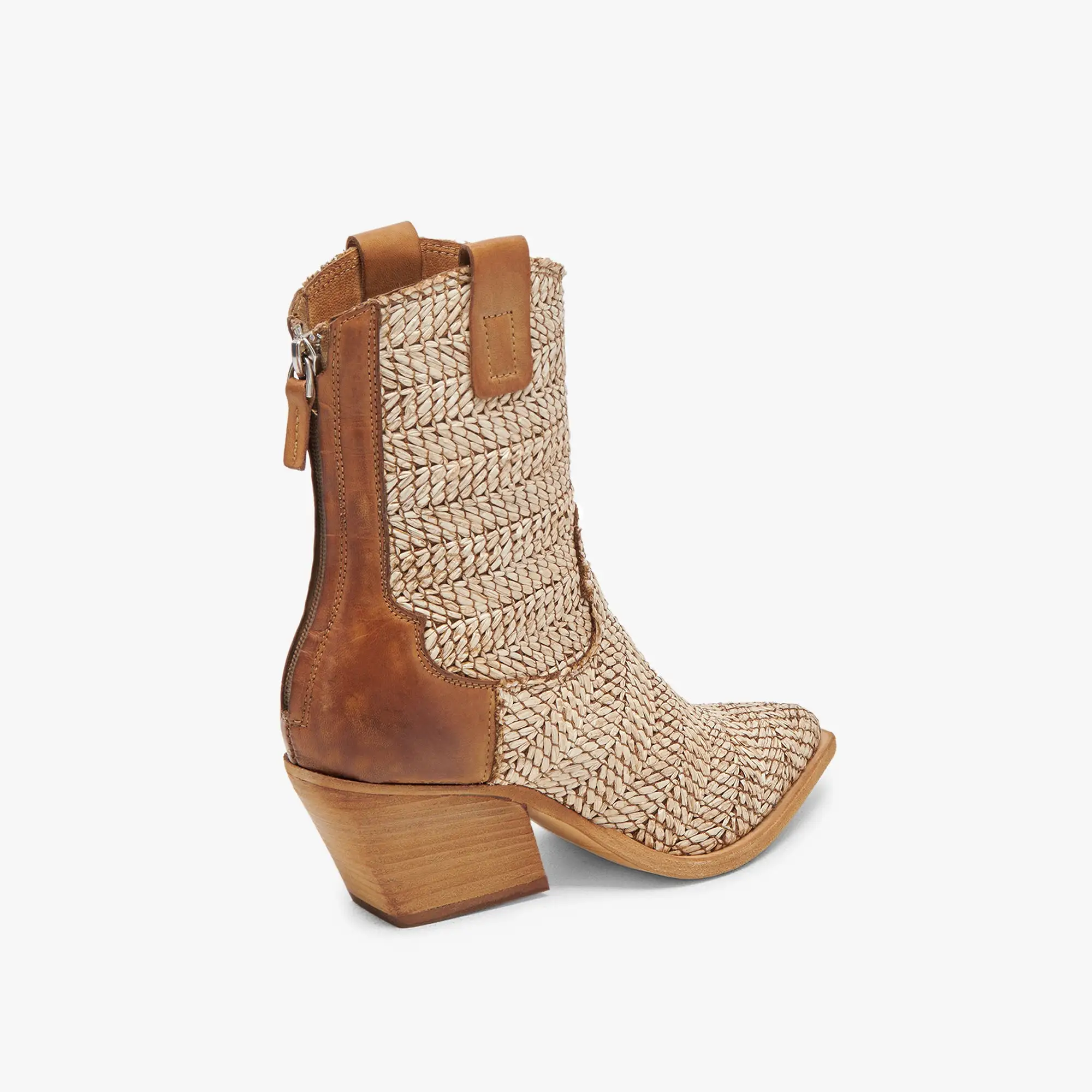 TEXIN BOOTIES BROWN MULTI RAFFIA