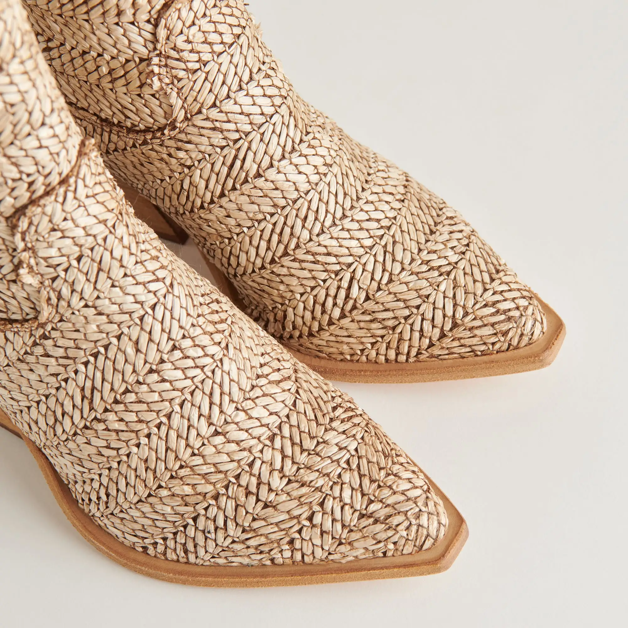 TEXIN BOOTIES BROWN MULTI RAFFIA