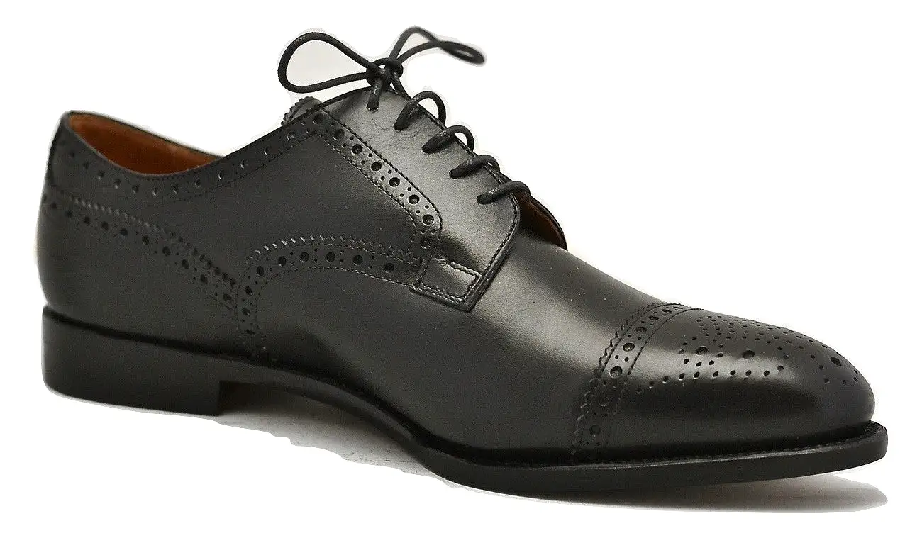 Toe cap derby brogue | black | calf