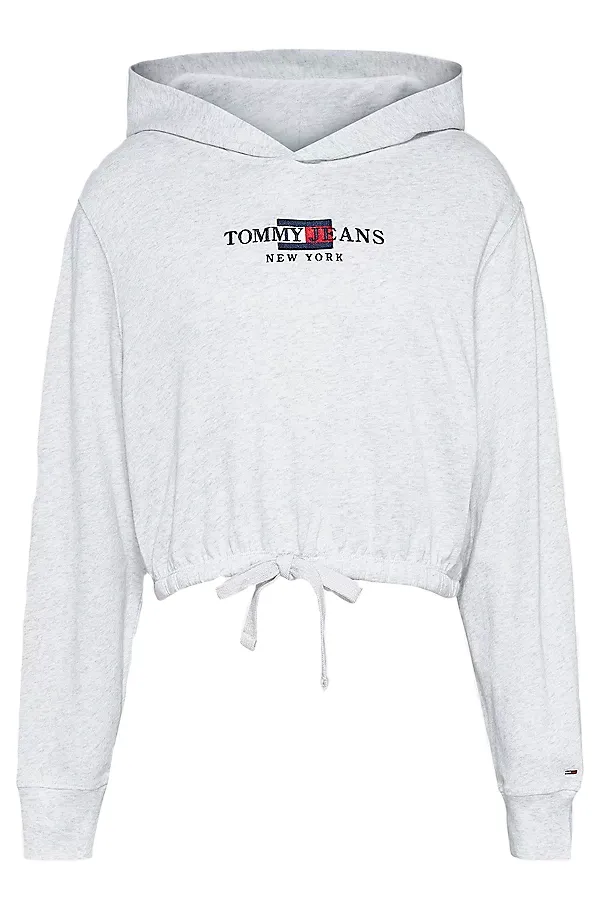 Tommy Hilfiger Women Cropped Logo Hoodie Grey