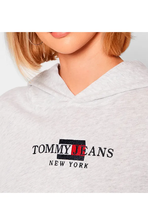 Tommy Hilfiger Women Cropped Logo Hoodie Grey