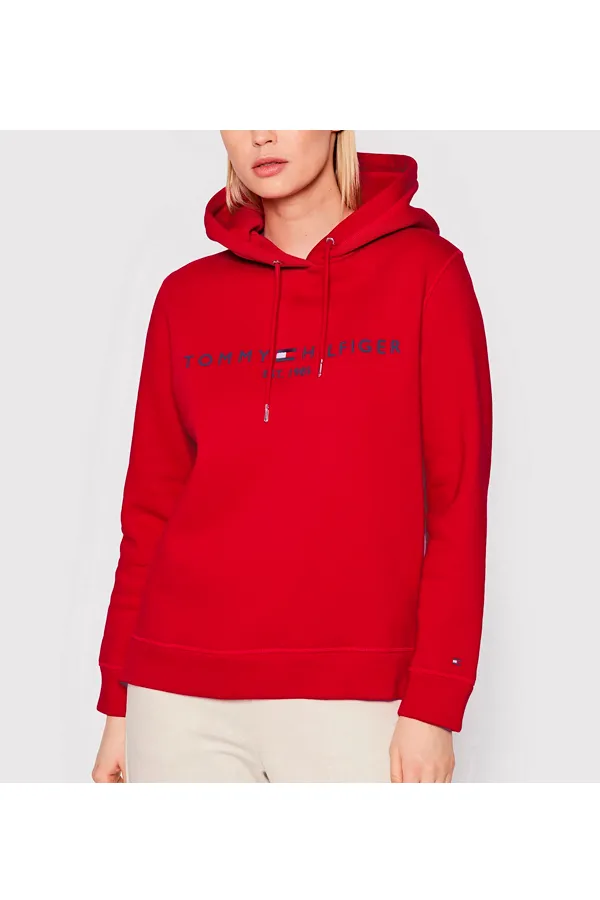 Tommy Hilfiger Women Est. Logo Hoodie Scarlet