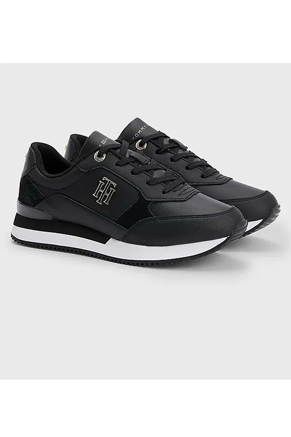 Tommy Hilfiger Women Plaque Runner Sneaker Black