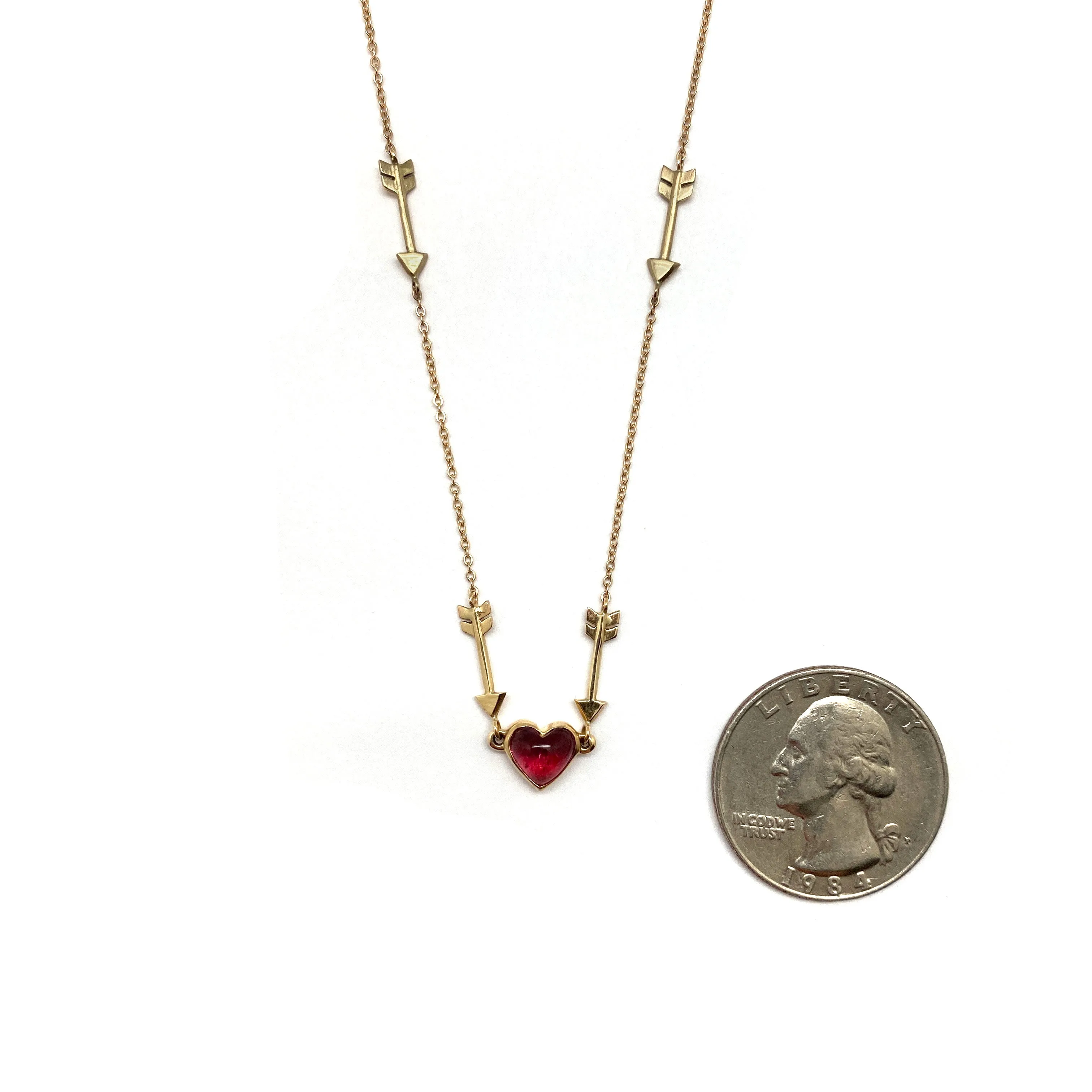 Tourmaline Heart and Arrows Necklace