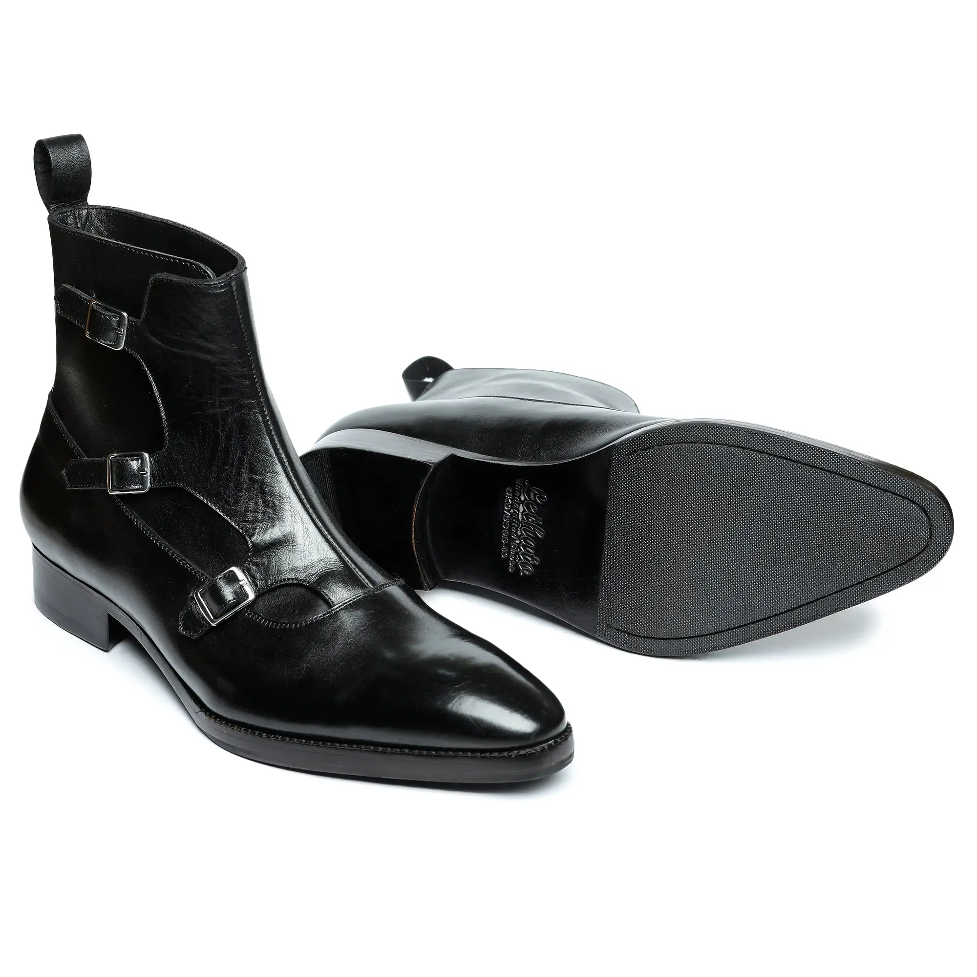 Triple Monk Strap Boots - Black