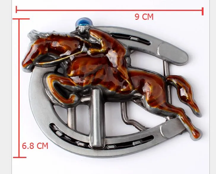 Unisex Novelty Horse Racing Equestrian Sport Riding Cow Metal Buckle Belt