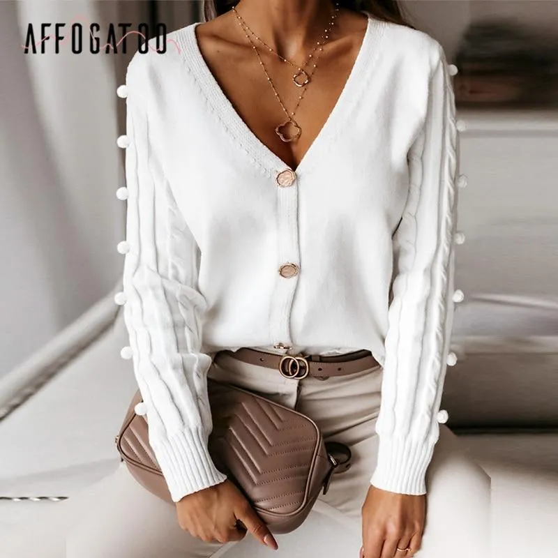 V-Neck Cardigan Sweater Top For Women