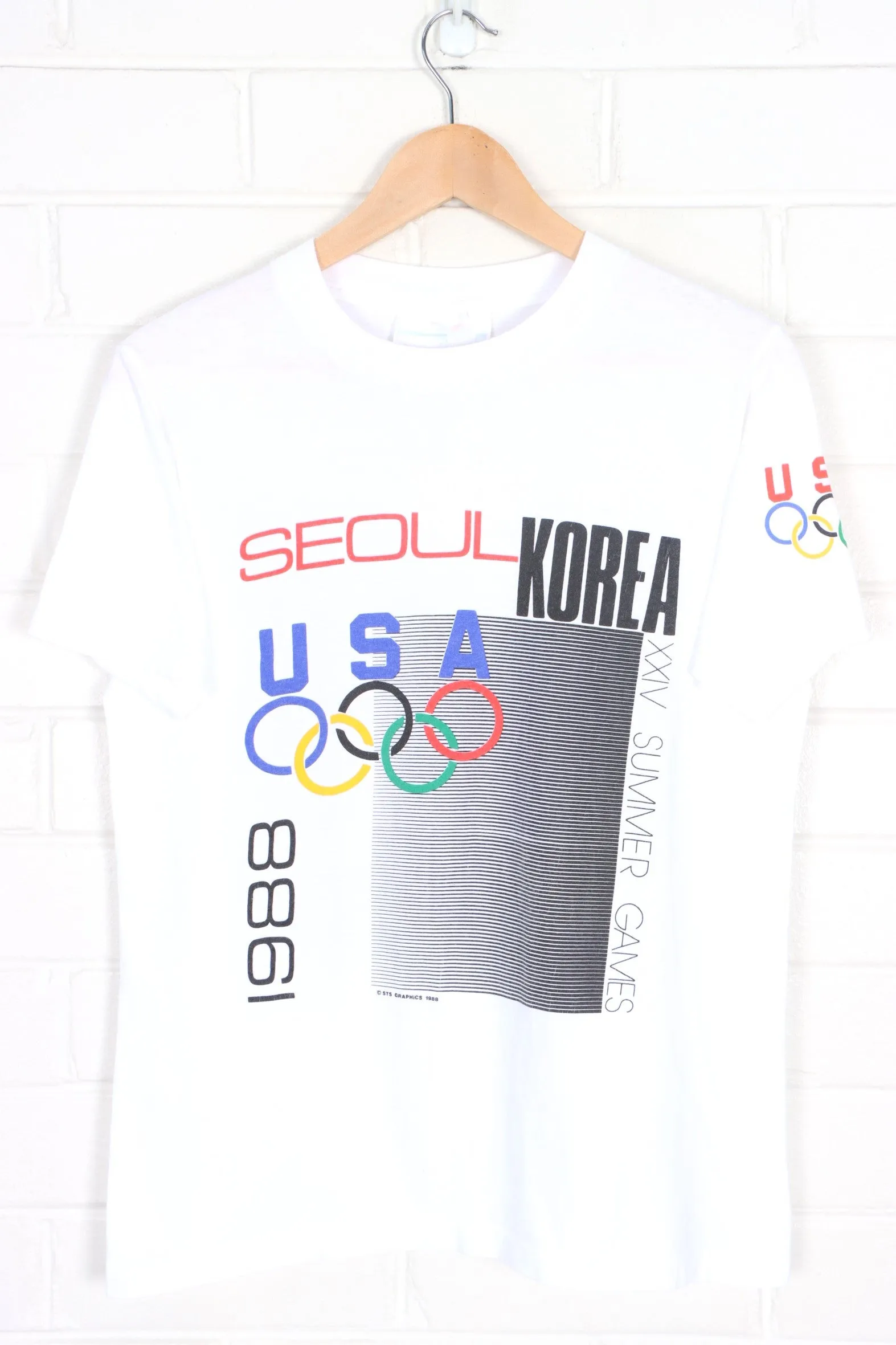 Vintage 1988 Olympics XXIV Seoul Korea Front Back T-Shirt USA Made (S)