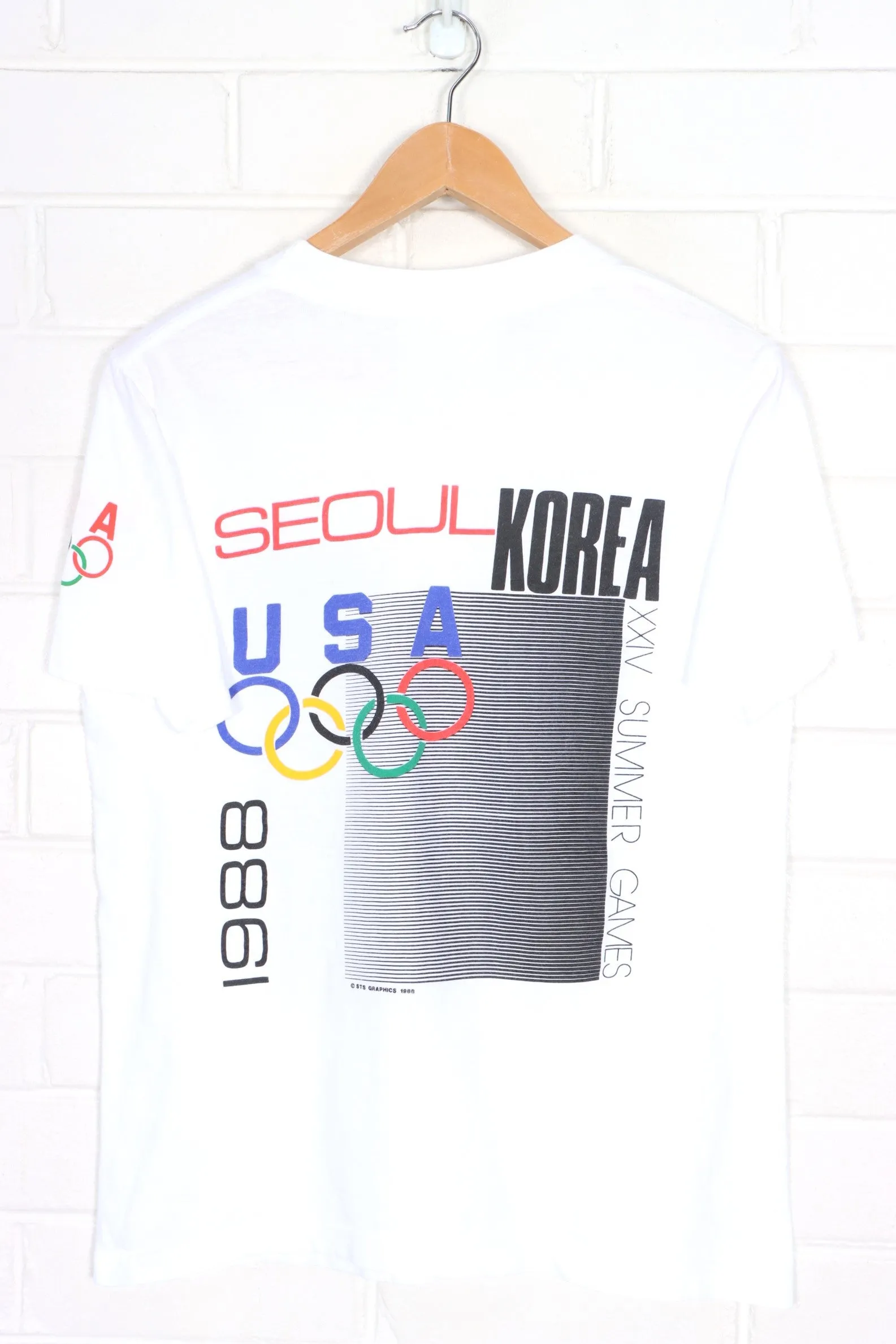 Vintage 1988 Olympics XXIV Seoul Korea Front Back T-Shirt USA Made (S)