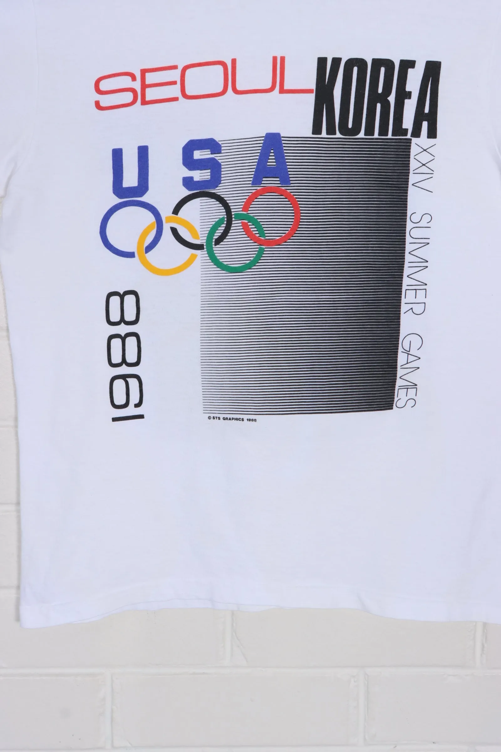 Vintage 1988 Olympics XXIV Seoul Korea Front Back T-Shirt USA Made (S)