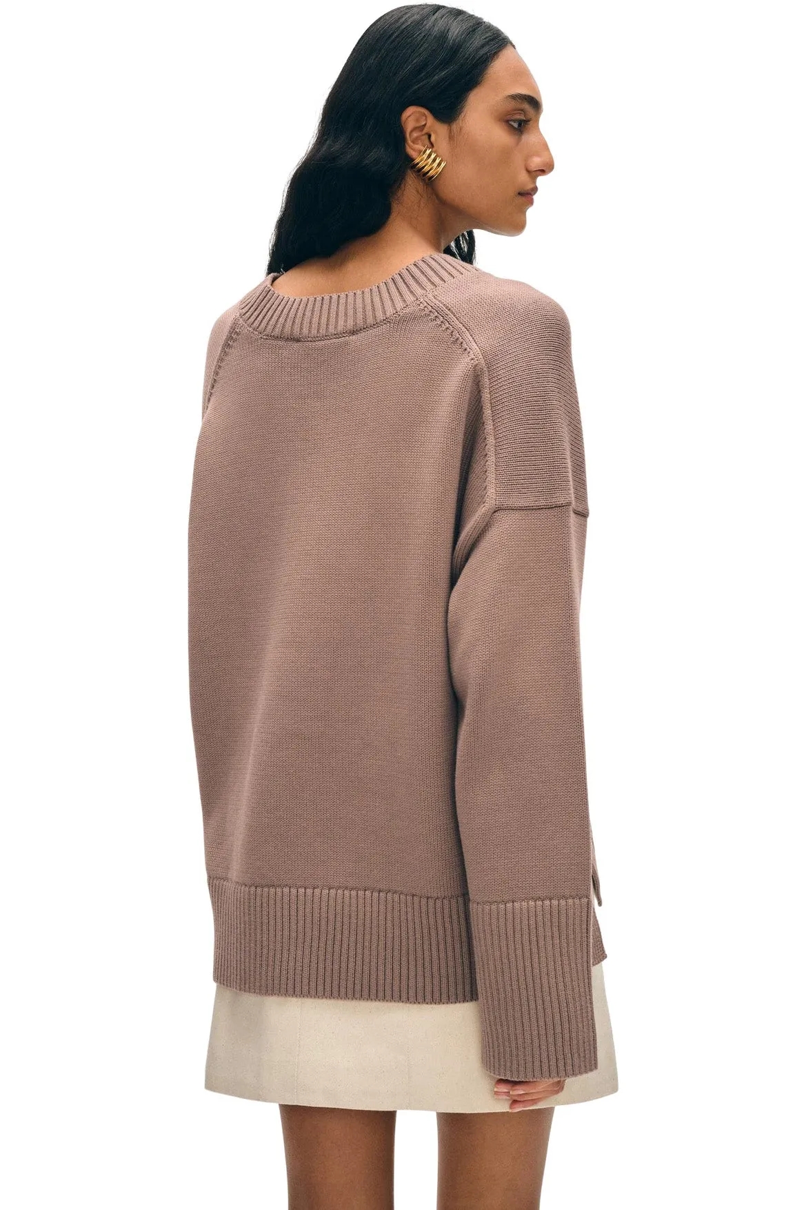 White & Warren Organic Cotton Oversized V Neck Sweater