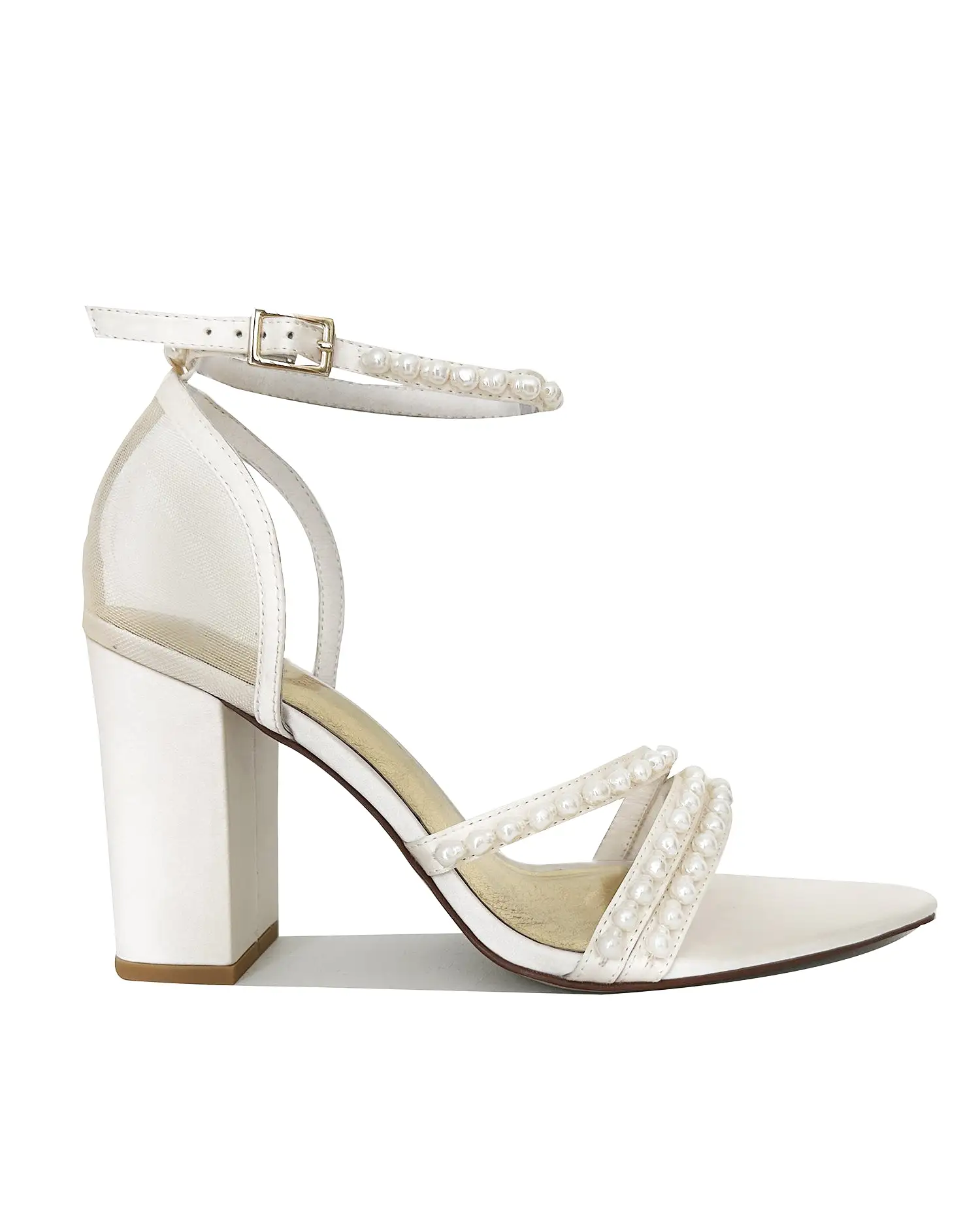 WILLOW - IVORY SATIN BRIDAL SANDALS WITH POINTED TOE AND PEARL STRAPS