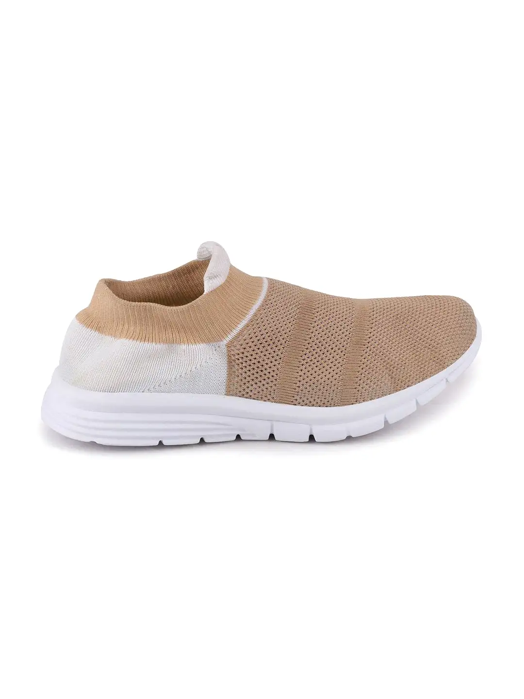 Women Beige Sports Slip-On Outdoor Walking Shoes